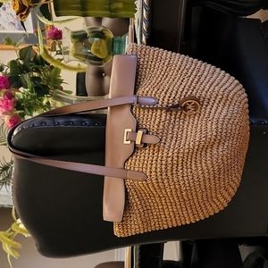 Michael Kors Large Straw and Leather Bag - Brown